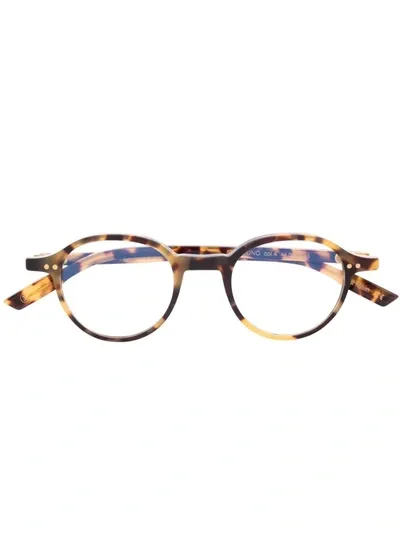 Lesca Tortoiseshell-effect Round-frame Glasses