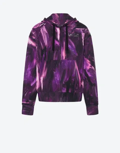 Moschino Painting Zip Sweatshirt In Purple