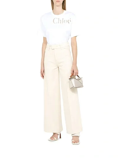 Chloé White T-shirt With Contrasting Logo Lettering