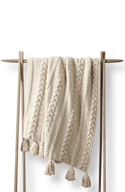 Sunday Citizen Braided Pom Pom Throw Blanket In Sahara Tan