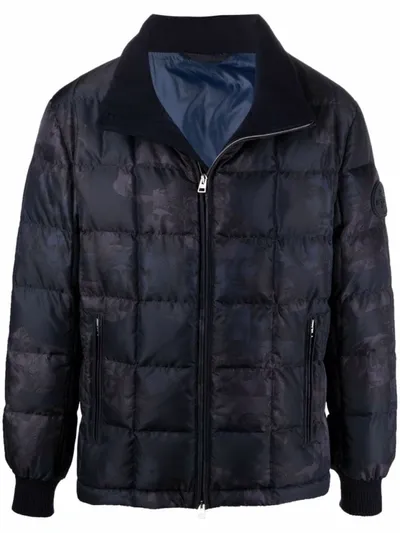 Etro Face-print Padded Jacket In Blue