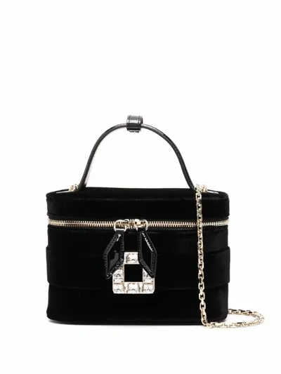 Roger Vivier Velvet Zip-up Velvet Satchel Bag In Black