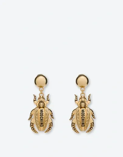 Moschino Beetles Clip Earrings In Gold