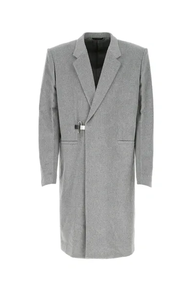 Givenchy Padlock Detail Coat In Grey