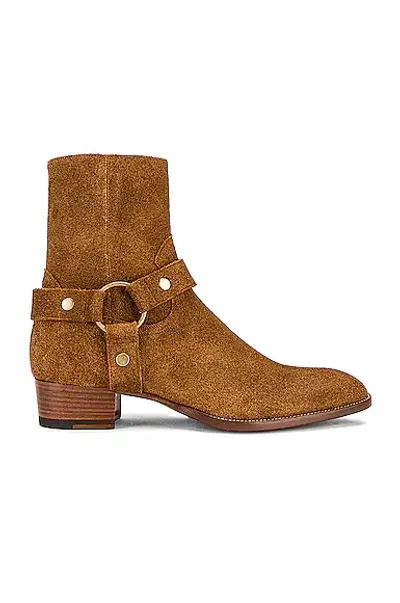 Saint Laurent Wyatt Leather Boot In Noisette