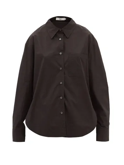 The Frankie Shop Lui Organic Cotton-poplin Shirt In Black