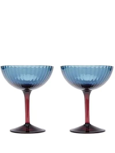 La Doublej Set Of 2 Champagne Glasses In Blu Fume