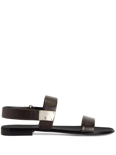 Giuseppe Zanotti Shaun Flat Sandals In Brown