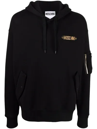 Moschino Logo-lettering Cotton Hoodie In Schwarz