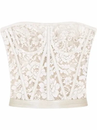 Dolce & Gabbana Cordonetto-lace Bustier In Weiss