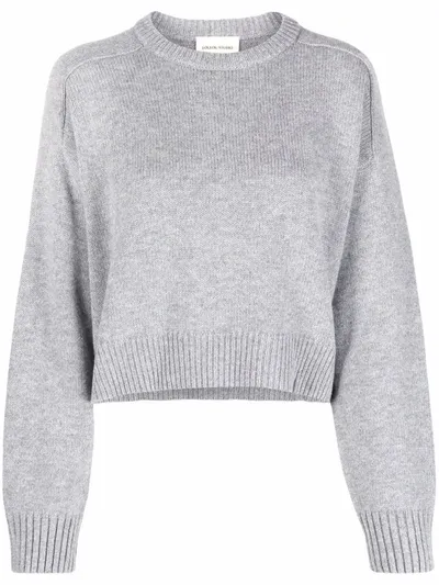 Loulou Studio Ribbed-trim Cropped Jumper In Gray