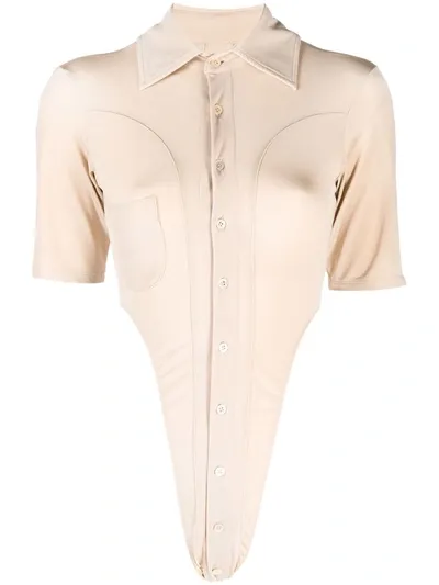 Ninamounah Bipeds Body Blouse Short Sleeve Champagne In Nude