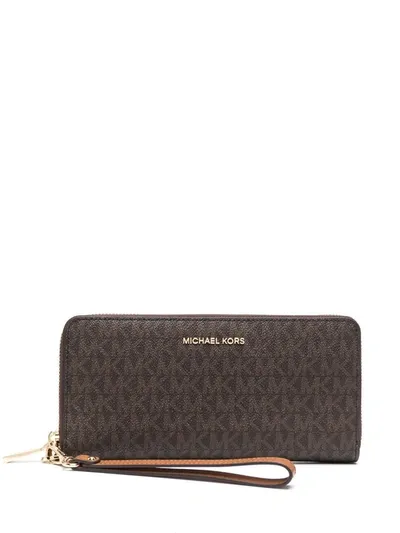 Michael Michael Kors Monogram-print Leather Wallet In Braun