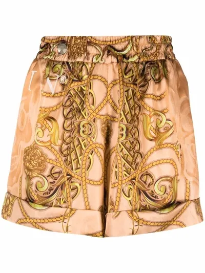 Philipp Plein Baroque Print Shorts In Beige