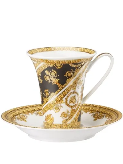 Versace I Love Baroque Tall Coffee Cup And Saucer In Weiss