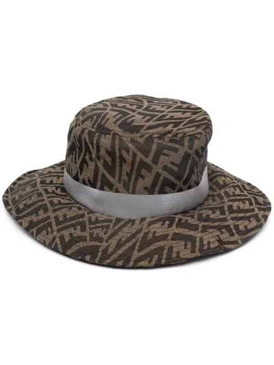 Fendi Ff Vertigo-motif Hat In Braun