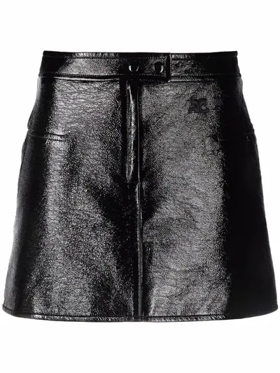 Courrèges Mini Vinyl Skirt In Schwarz