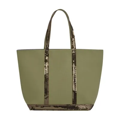 Vanessa Bruno Canvas And Sequins L Zipped Cabas Tote In Trefle