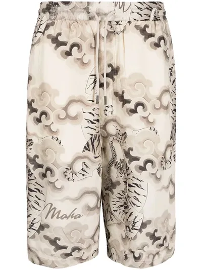 Maharishi Knee-length Drawstring Shorts In Grün