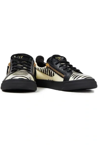 Giuseppe Zanotti Nicki Printed Lizard-effect Leather Sneakers In Black