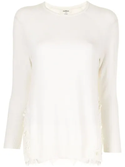 Onefifteen Floral Lace-detail Wool-blend Top In White