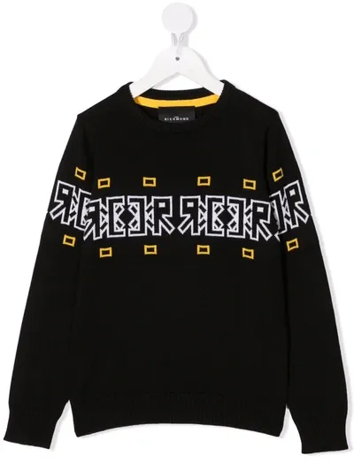 John Richmond Junior Kids' Logo-detail Knit Jumper In Black