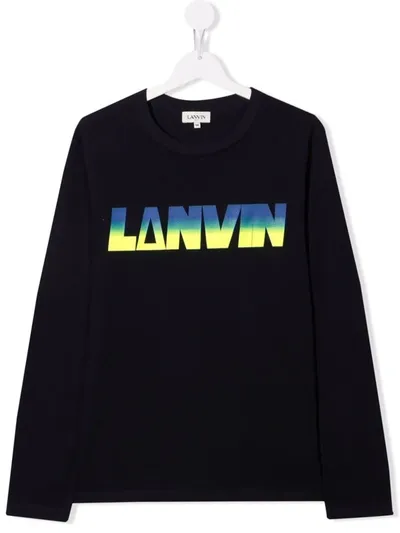 Lanvin Enfant Kids' Logo-print T-shirt In Blue