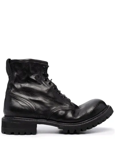 Premiata Polished Leather Ankle Boots In Black