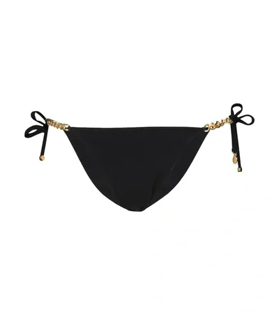 Stella Mccartney Falabella Side-tie Bikini Bottoms In 블랙