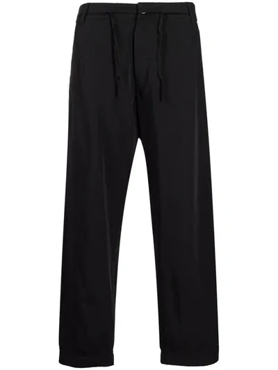 Stone Island Shadow Project Drawstring Straight-leg Trousers In Black