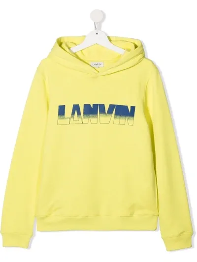 Lanvin Enfant Kids' Logo-print Hoodie In Yellow