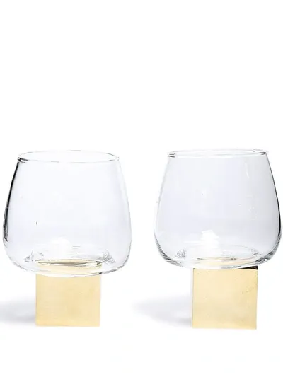 Vanessa Mitrani Cube Gravity Whisky Glasses (set Of 2) In Transparent, Gold