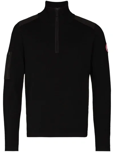 Canada Goose Clarke Half-zip Merino Wool Sweater In Black