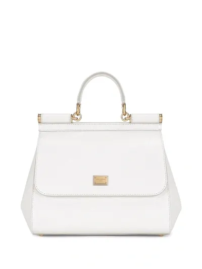 Dolce & Gabbana Medium Sicily Iguana-effect Shoulder Bag In Optical White