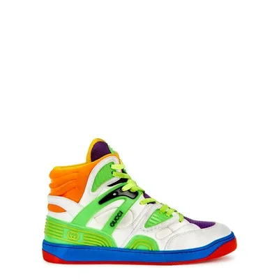 Gucci Multicolor Basket High-top Sneakers In Green White