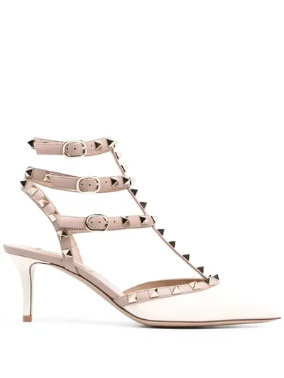 Valentino Garavani 65mm Rockstud Patent Leather Pumps In Ivory/poudre