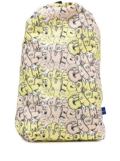 Comme Des Garçons Shirt X Kaws Logo Print Backpack In Yellow