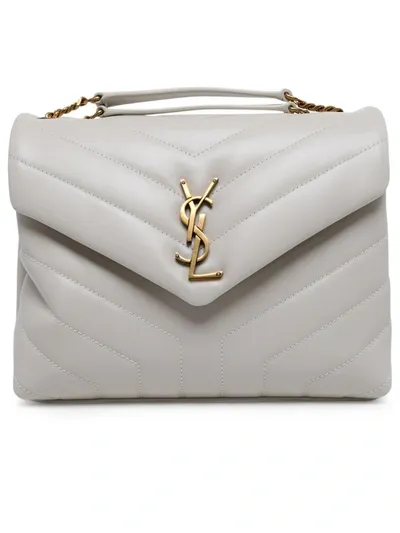 Saint Laurent Loulou Matelassé Small Shoulder Bag In White