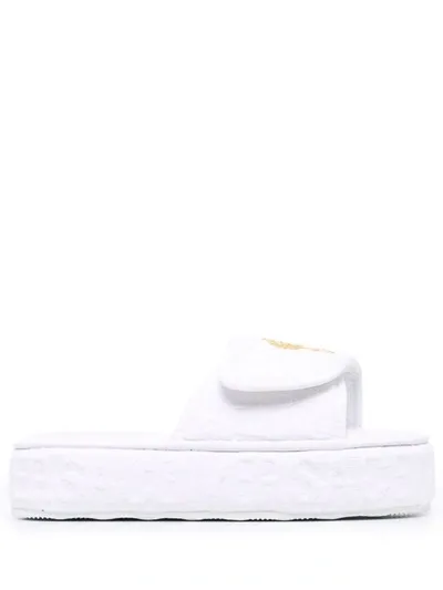 Versace White Medusa Platform Slippers