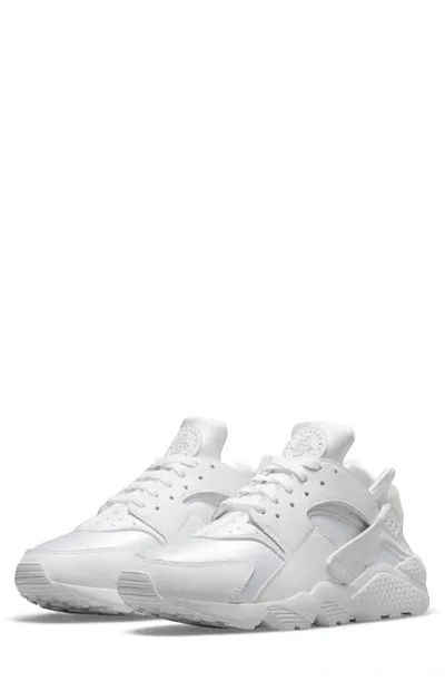 Nike Men's Air Huarache Casual Sneakers From Finish Line In White/pure Platinum/white