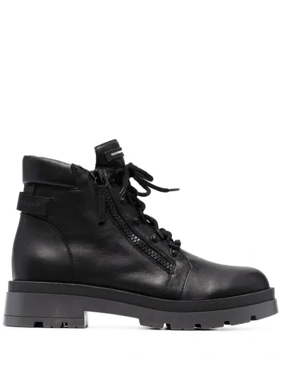 Giuseppe Zanotti Logo-patch Lace-up Boots In Schwarz