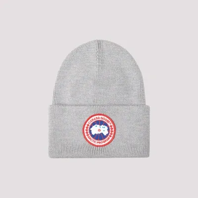 Canada Goose Logo Patch Beanie In Grey