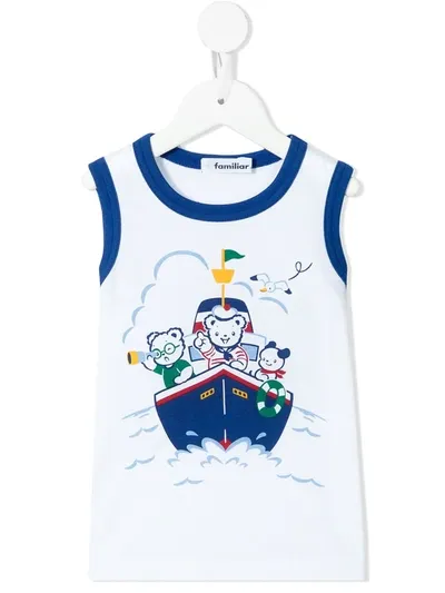 Familiar Kids' Graphic Print Tank Top In White