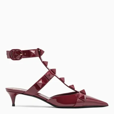 Valentino Garavani Cherry Patent Leather Roman Stud Pumps In Red