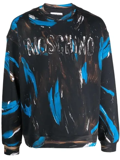 Moschino Painted Cotton Jersey Sweatshirt In Black