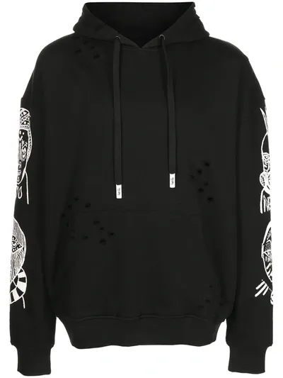 Haculla Graphic-print Distressed Hoodie In Schwarz