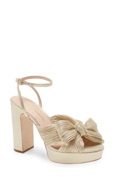 Loeffler Randall Natalia Pleated Knot Platform Sandals In Platinum