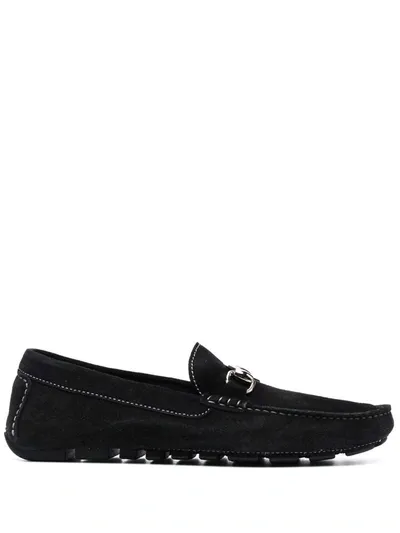 Philipp Plein Suede Logo Plaque Moccasins In Schwarz