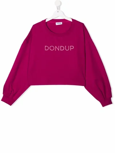 Dondup Teen Embroidered Logo Sweater In Pink