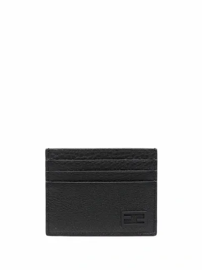 Fendi Ff Textured-leather Cardholder In Schwarz